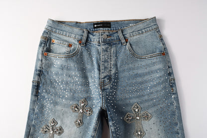 CASADEPT-PURPLE DENIM SHORTS 5098